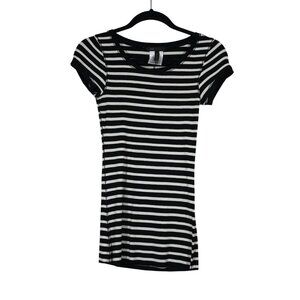 BCBGMaxazria women's Voty monochrome striped short sleeve tunic top‎ XS